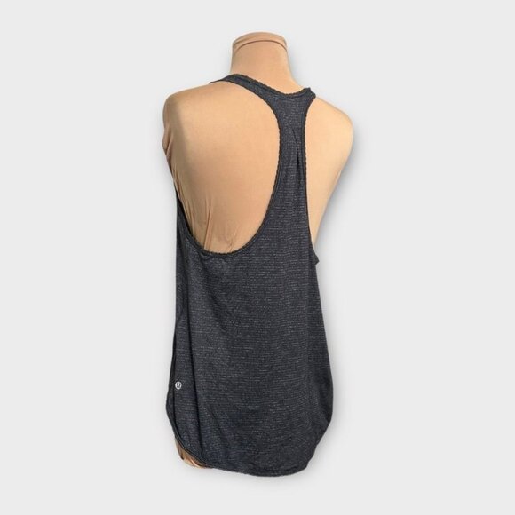 Lululemon 105 F Singlet Heathered Black Gray 8 Scalloped Tank Scalloped Top EUC - Picture 2 of 6